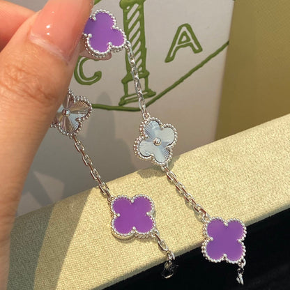 [Eternal Jewelry]CLOVER  5 MOTIFS  PURPLE VIOLET BRACELET SILVER