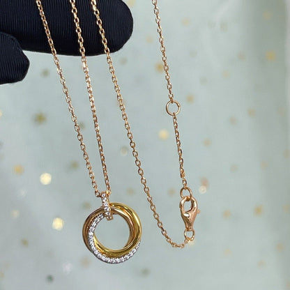 [Eternal Jewelry]TRINITY NECKLACE SILVER GOLD PINK GOLD DIAMONDS