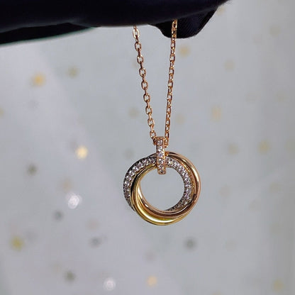 [Eternal Jewelry]TRINITY NECKLACE SILVER GOLD PINK GOLD DIAMONDS