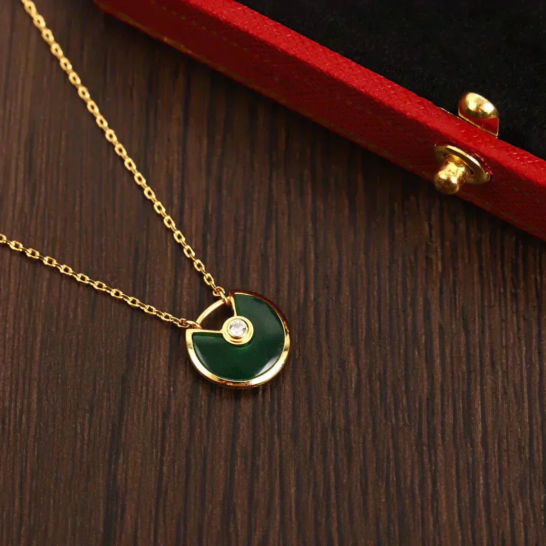 [Eternal Jewelry]AMULETTE GOLD MALACHITE NECKLACE