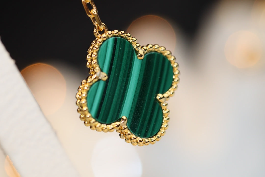 [Eternal Jewelry]CLOVER EARRINGS GOLD MALACHITE DIAMOND 3 MOTIF