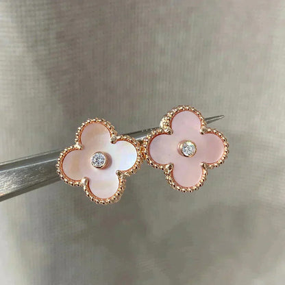 [Eternal Jewelry]CLOVER MEDIUM 1 MOTIFS  PINK MOP DIAMOND EARRINGS