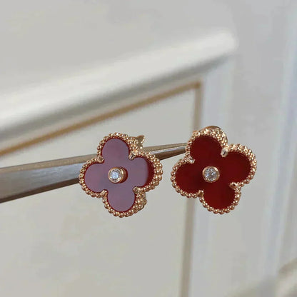 [Eternal Jewelry]CLOVER MEDIUM 1 MOTIFS CARNELIAN  DIAMOND earrings