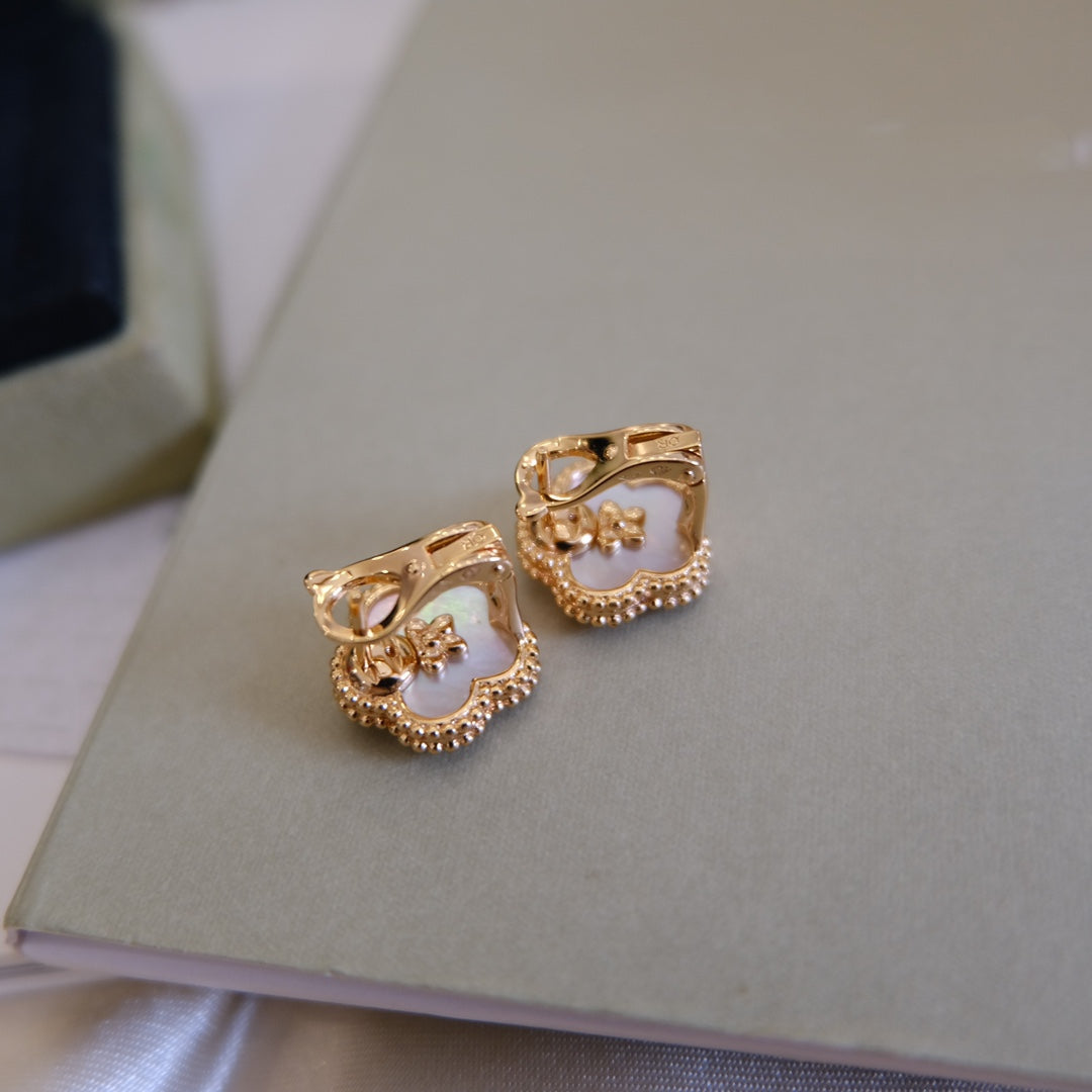 [Eternal Jewelry]LUCKY PINK GOLD WHITE MOP EARRINGS