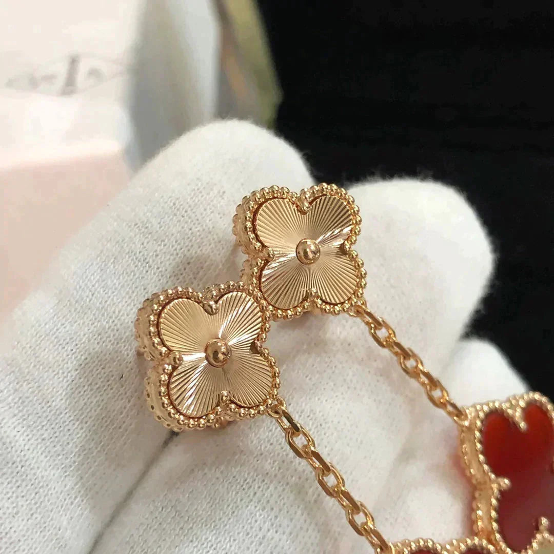 [Eternal Jewelry]CLOVER 2 MOTIF  LASER CARNELIAN EARRINGS