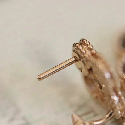 [Eternal Jewelry]CLOVER MEDIUM 1 MOTIFS FUll DIAMOND EARRINGS