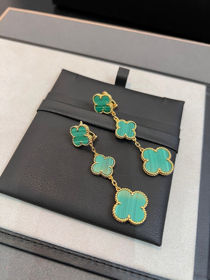 [Eternal Jewelry]CLOVER MALACHITE 3 MOTIFS GOLD