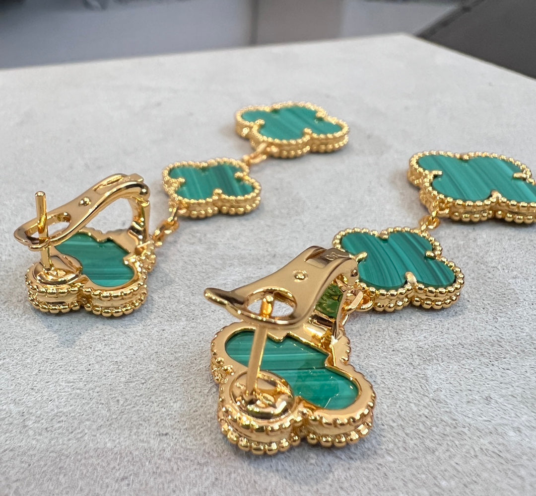 [Eternal Jewelry]CLOVER MALACHITE 3 MOTIFS GOLD