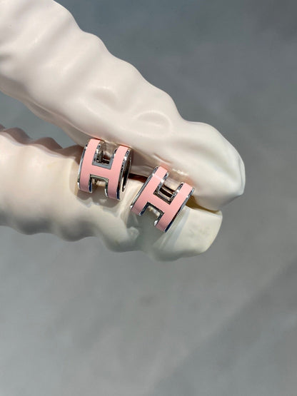 [Eternal Jewelry]MINI POP H SILVER EARRINGS PINK