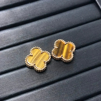 [Eternal Jewelry]CLOVER MEDIUM 1 MOTIFS TIGER EYE EARRINGS