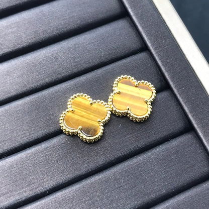 [Eternal Jewelry]CLOVER MEDIUM 1 MOTIFS TIGER EYE EARRINGS
