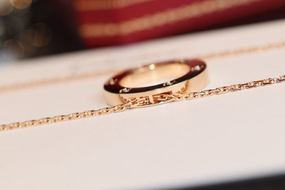 [Eternal Jewelry]LOVE NECKLACE 16MM 6 DIAMONDS PINK GOLD