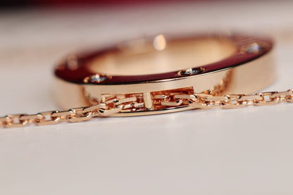 [Eternal Jewelry]LOVE NECKLACE 16MM 6 DIAMONDS PINK GOLD