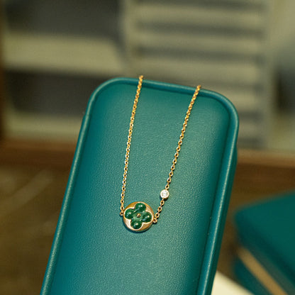 [Eternal Jewelry]SUN MALACHITE 1 DIAMOND PINK GOLD BRACELET