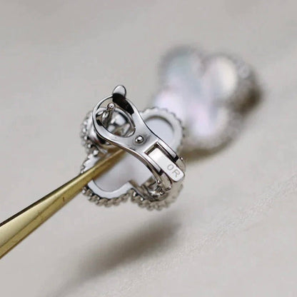 [Eternal Jewelry]CLOVER MEDIUM 1 MOTIFS  WHITE MOP EARRINGS SILVER