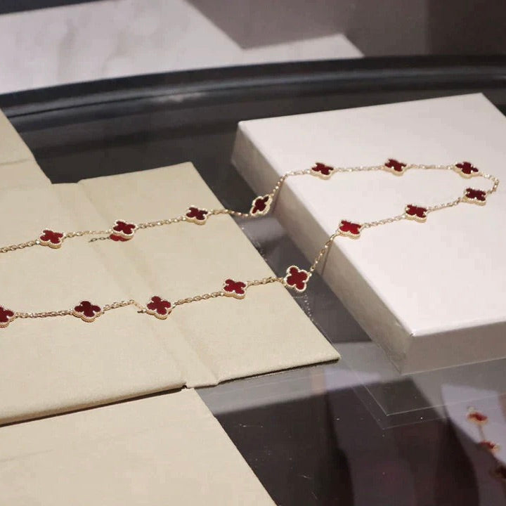 [Eternal Jewelry]CLOVER 20 MOTIFS CARNELIAN NECKLACE