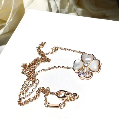 [Eternal Jewelry]CLOVER MOP DIAMOND ROSE GOLD NECKLACE