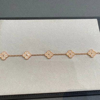 [Eternal Jewelry]CLOVER 5 MOTIFS  FULL DIAMOND BRACELET