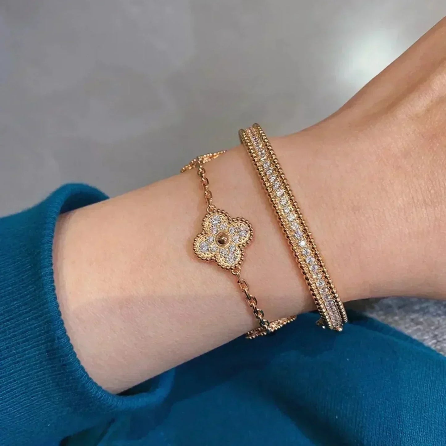 [Eternal Jewelry]CLOVER 5 MOTIFS  FULL DIAMOND BRACELET