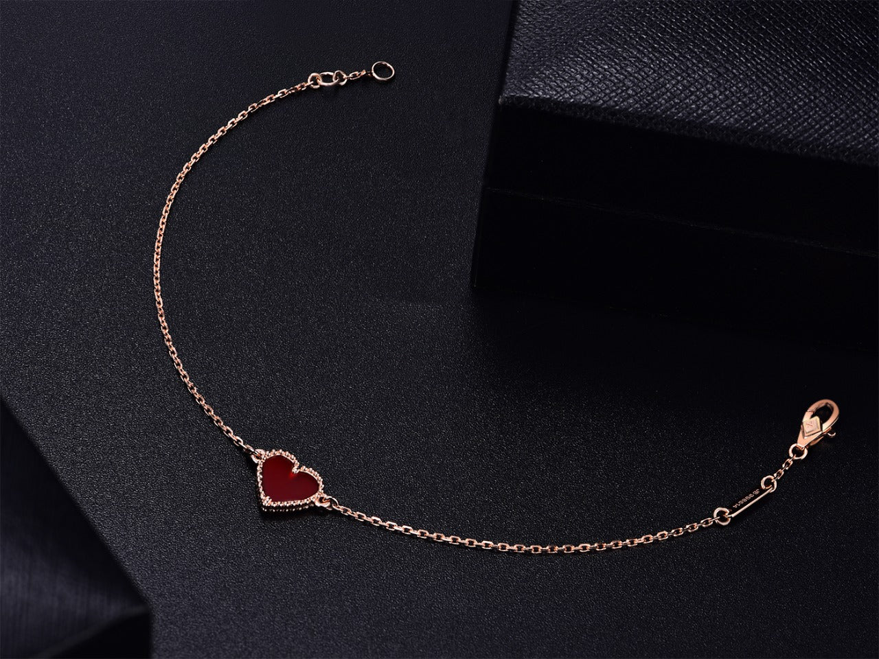 [Eternal Jewelry]HEART CARNELIAN PINK GOLD BRACELET