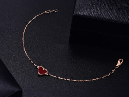 [Eternal Jewelry]HEART CARNELIAN PINK GOLD BRACELET