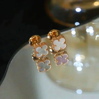 [Eternal Jewelry]CLOVER MINI 9.5MM WHITE MOP EARRINGS