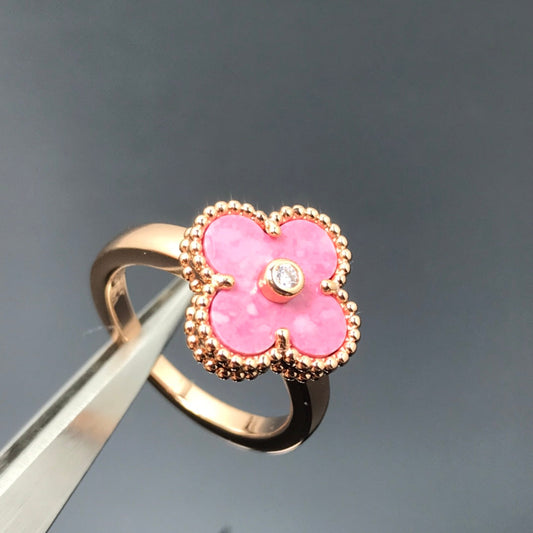 [Eternal Jewelry]CLOVER RHODONITE ROSE GOLD RING