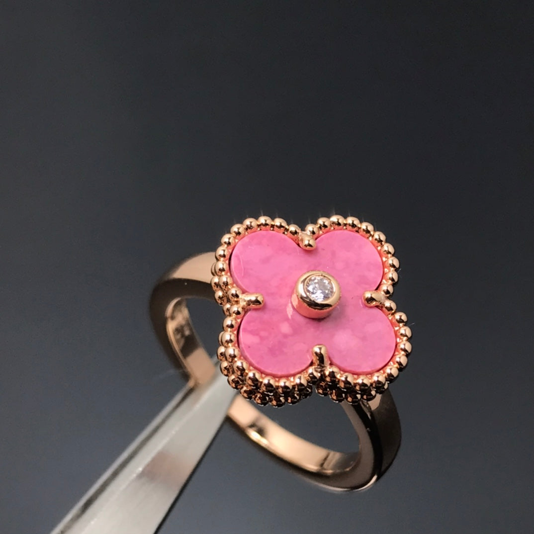 [Eternal Jewelry]CLOVER RHODONITE ROSE GOLD RING
