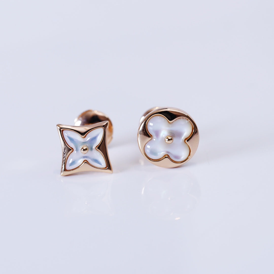 [Eternal Jewelry]STAR AND SUN PINK GOLD MOP STUD EARRINGS