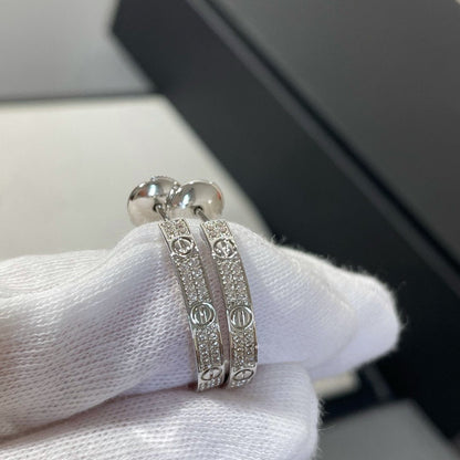 [Eternal Jewelry]LOVE DIAMOND SILVER HOOP EARRINGS