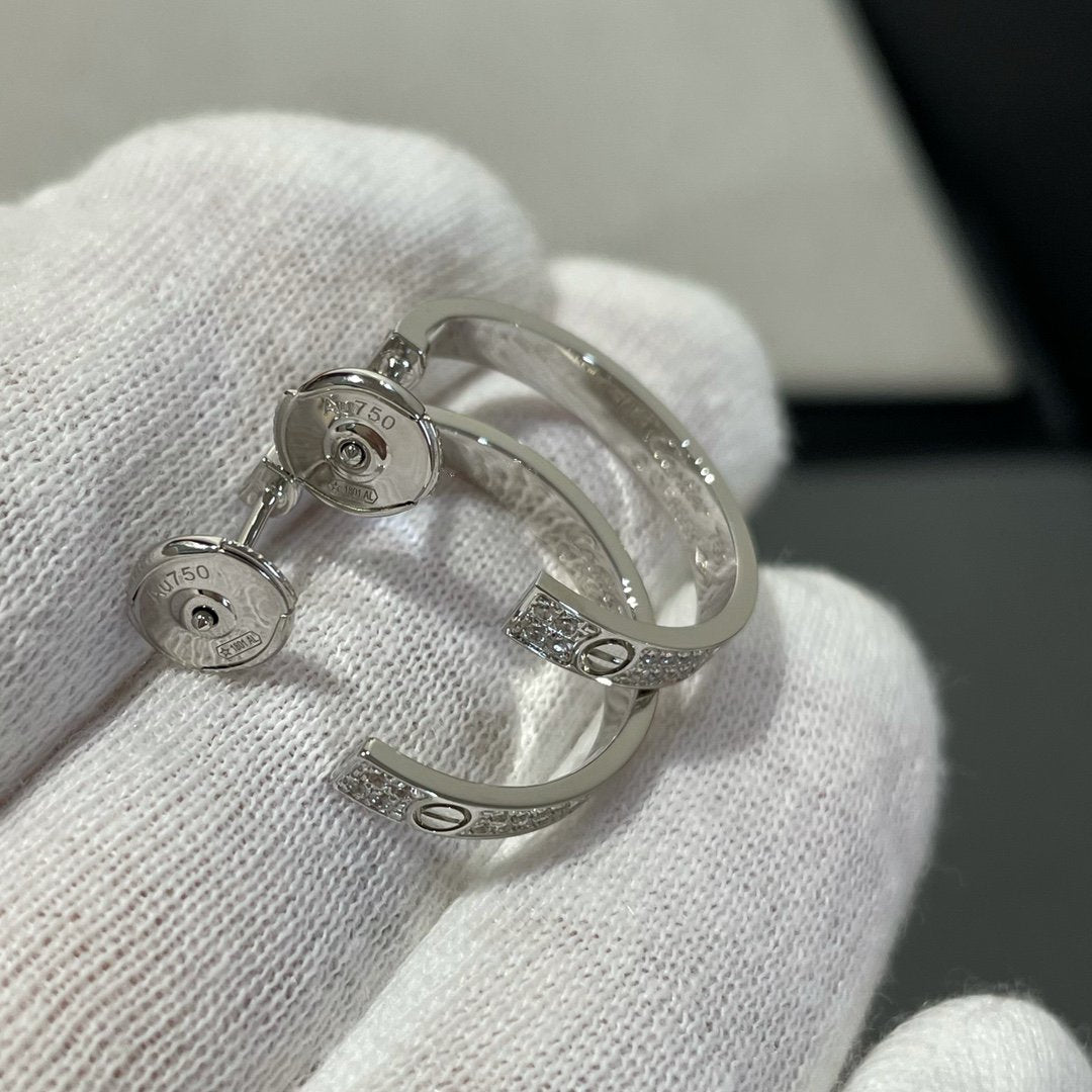 [Eternal Jewelry]LOVE DIAMOND SILVER HOOP EARRINGS