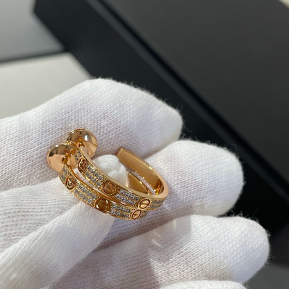 [Eternal Jewelry]LOVE DIAMOND PINK GOLD HOOP EARRINGS