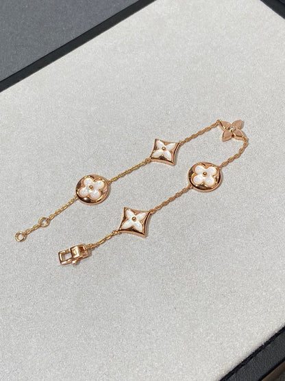 [Eternal Jewelry]STAR AND SUN 5 MOTIF MOP PINK GOLD BRACELET