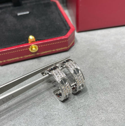 [Eternal Jewelry]LOVE CERAMIC DIAMOND PAVED SILVER EARRINGS