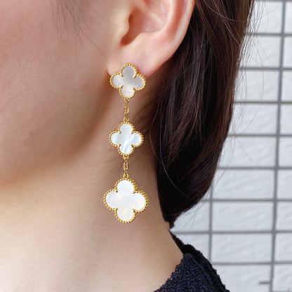 [Eternal Jewelry]CLOVER MOP 3 MOTIFS GOLD EARRINGS