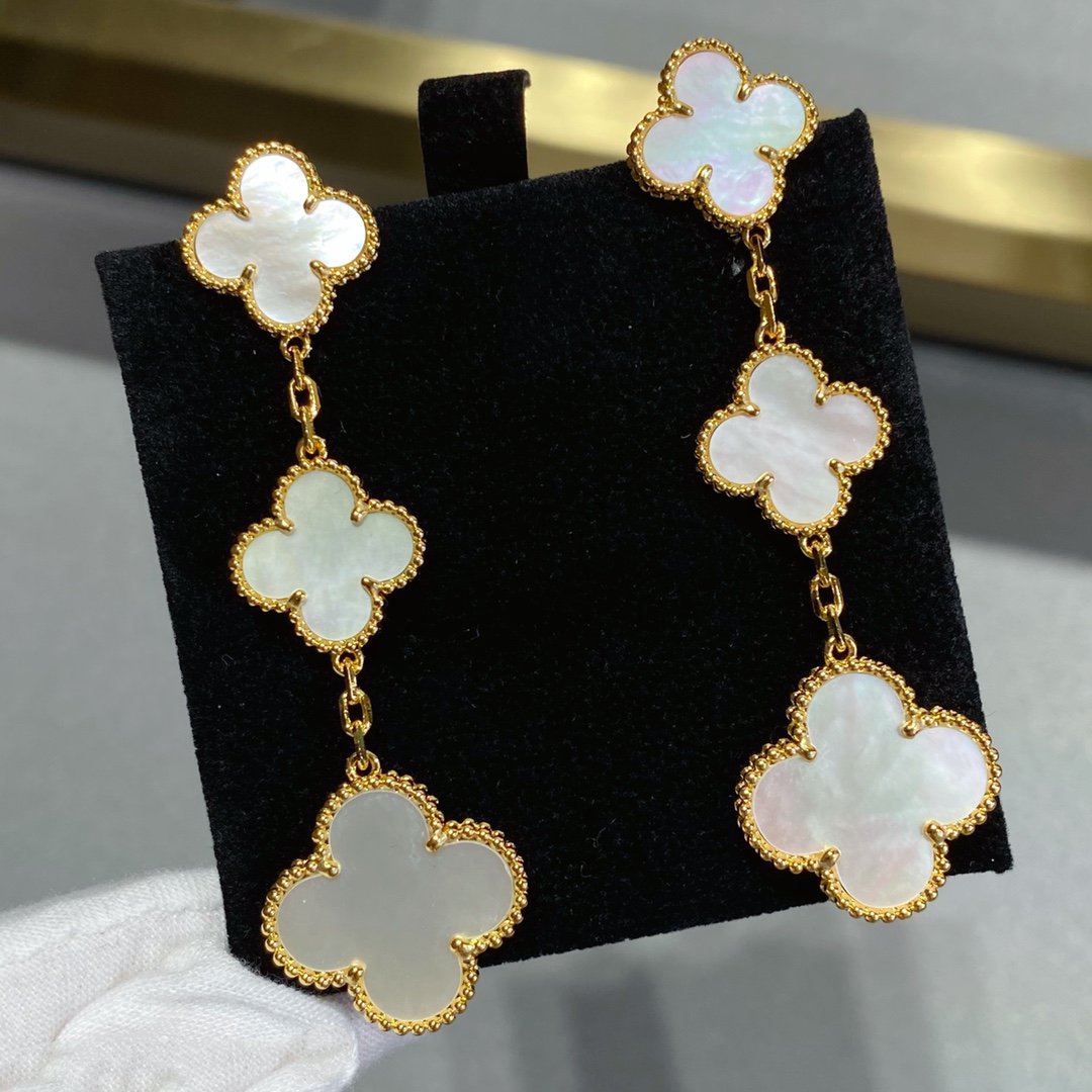 [Eternal Jewelry]CLOVER MOP 3 MOTIFS GOLD EARRINGS
