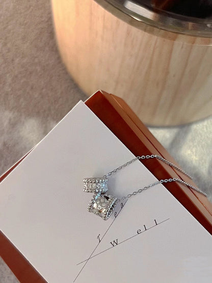 [Eternal Jewelry]PERLEE DOUBLE PENDANT SILVER DIAMOND NECKLACE