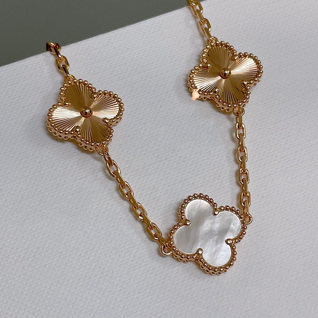 [Eternal Jewelry]CLOVER BRACELET 5 MOTIF WHITE MOP PINK GOLD