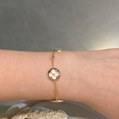 [Eternal Jewelry]STAR AND SUN 4 MOTIF WHITE MOP PINK GOLD BRACELET