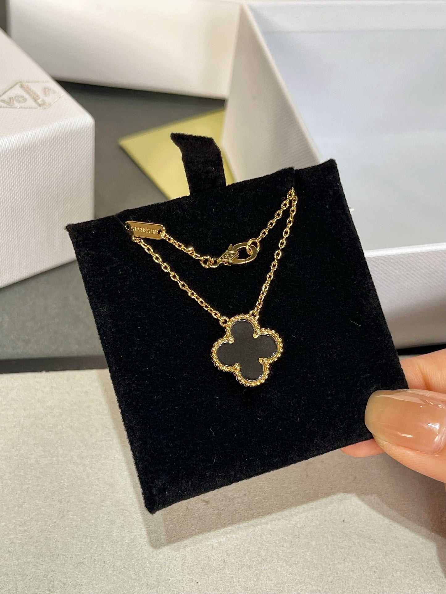 [Eternal Jewelry]CLOVER ROCK CRYSTAL ROSE GOLD NECKLACE