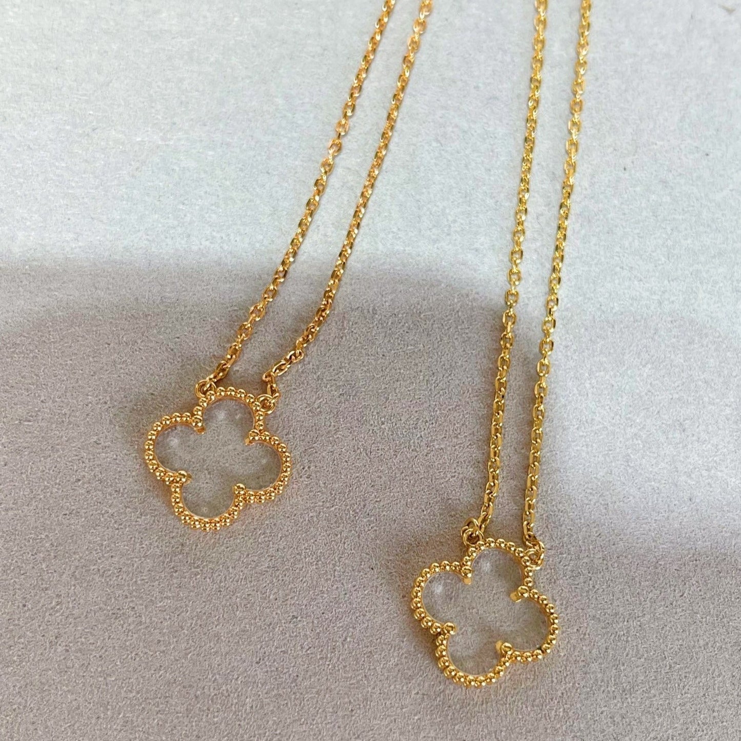 [Eternal Jewelry]CLOVER ROCK CRYSTAL ROSE GOLD NECKLACE