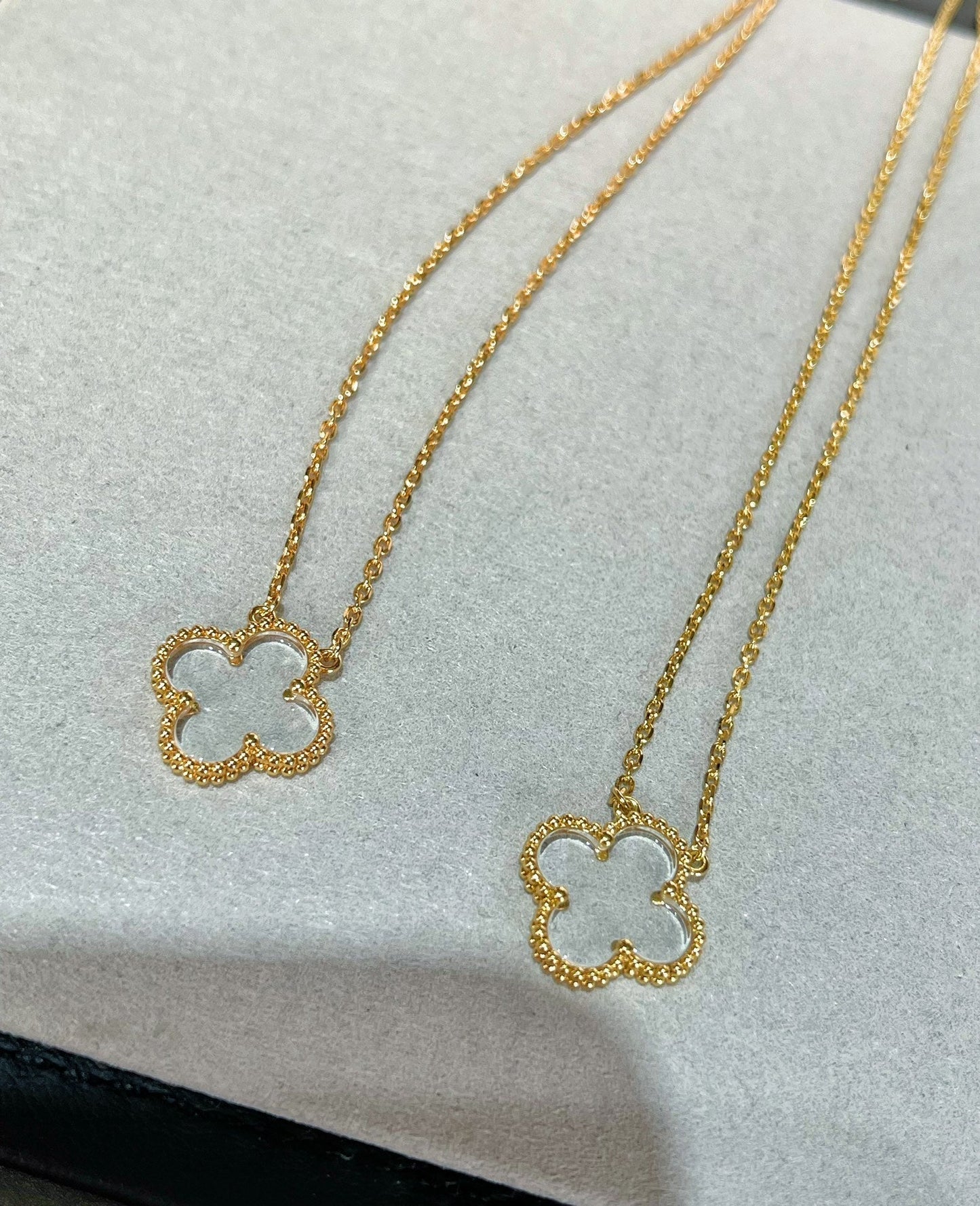 [Eternal Jewelry]CLOVER ROCK CRYSTAL ROSE GOLD NECKLACE