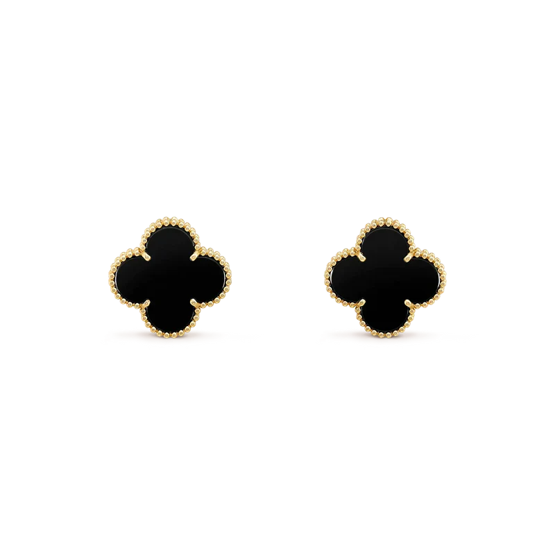 [Eternal Jewelry]CLOVER MEDIUM 1 MOTIFS  ONYX STUD EARRINGS