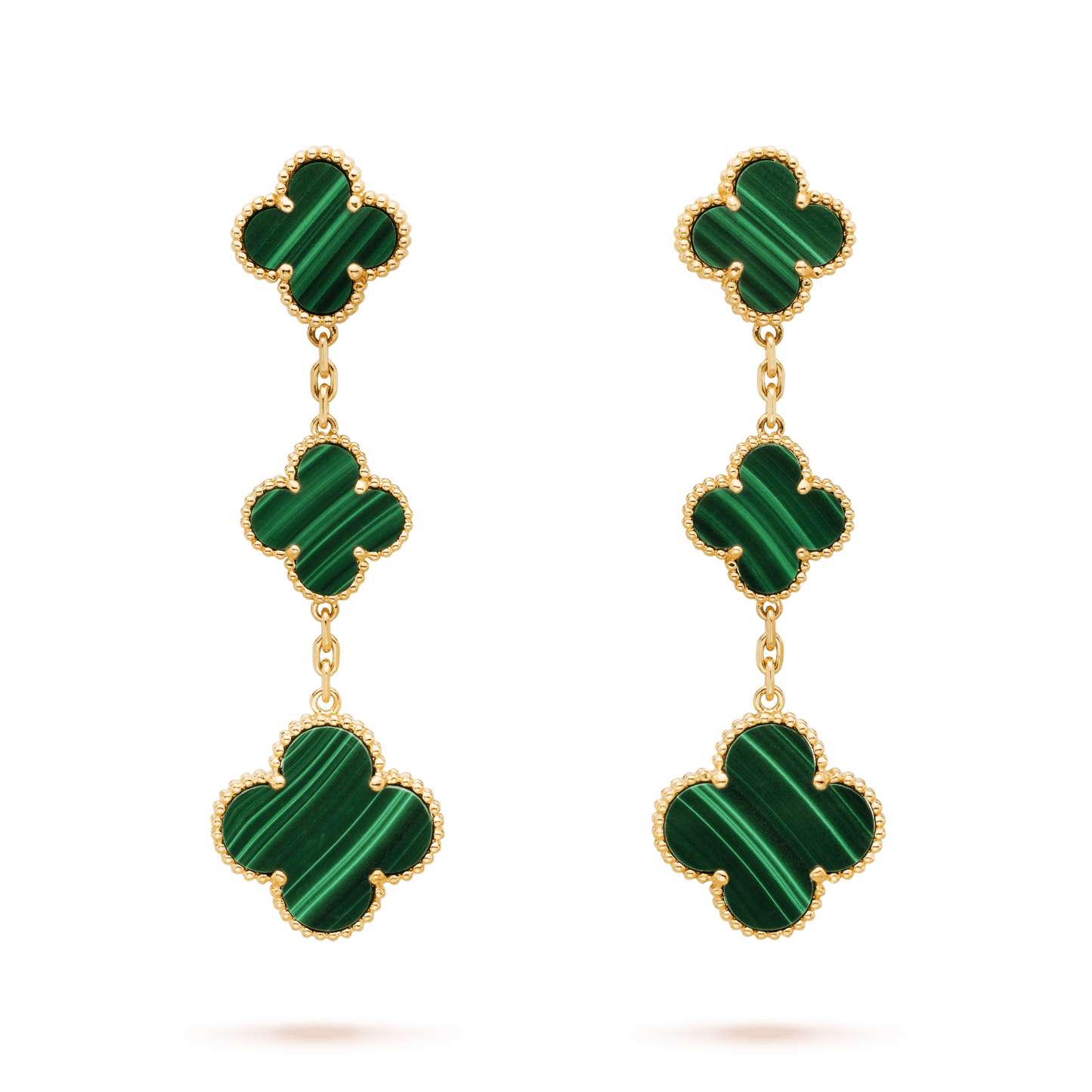 [Eternal Jewelry]CLOVER MALACHITE 3 MOTIFS GOLD