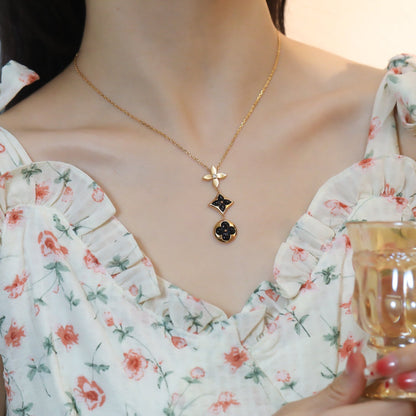 [Eternal Jewelry]STAR AND SUN ONYX PINK GOLD NECKLACE