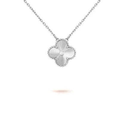[Eternal Jewelry]CLOVER  15MM DIAMOND LASER NECKLACE SILVER