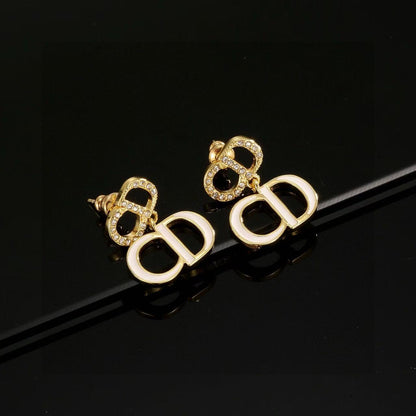 [Eternal Jewelry]Gold CD Letter Stud Earrings