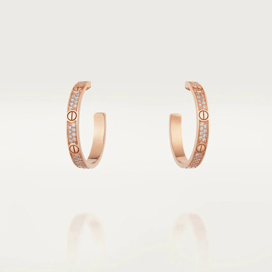 [Eternal Jewelry]LOVE DIAMOND PINK GOLD HOOP EARRINGS