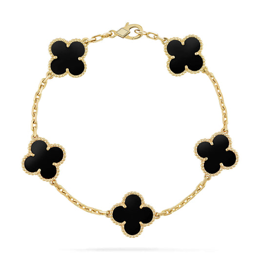 [Eternal Jewelry]CLOVER  5 MOTIFS BLACK ONYX BRACELET