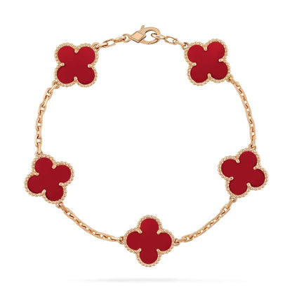 [Eternal Jewelry]CLOVER 5 MOTIFS RED AGATE  BRACELET
